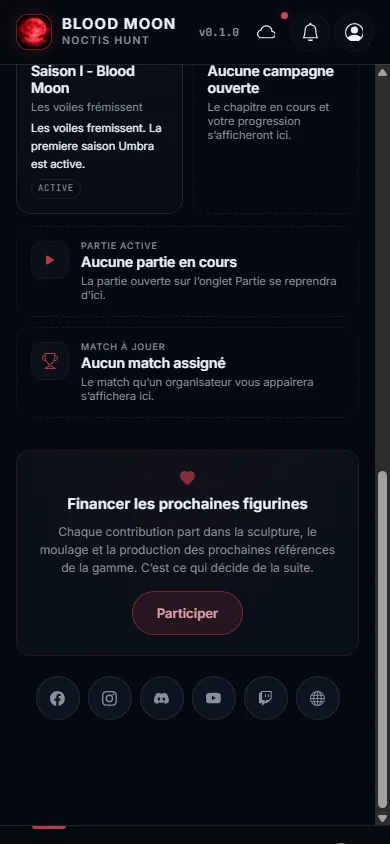 Capture de l'application : l'appel à participer au financement des figurines
