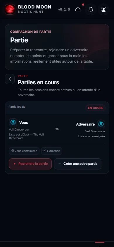Capture : parties en cours